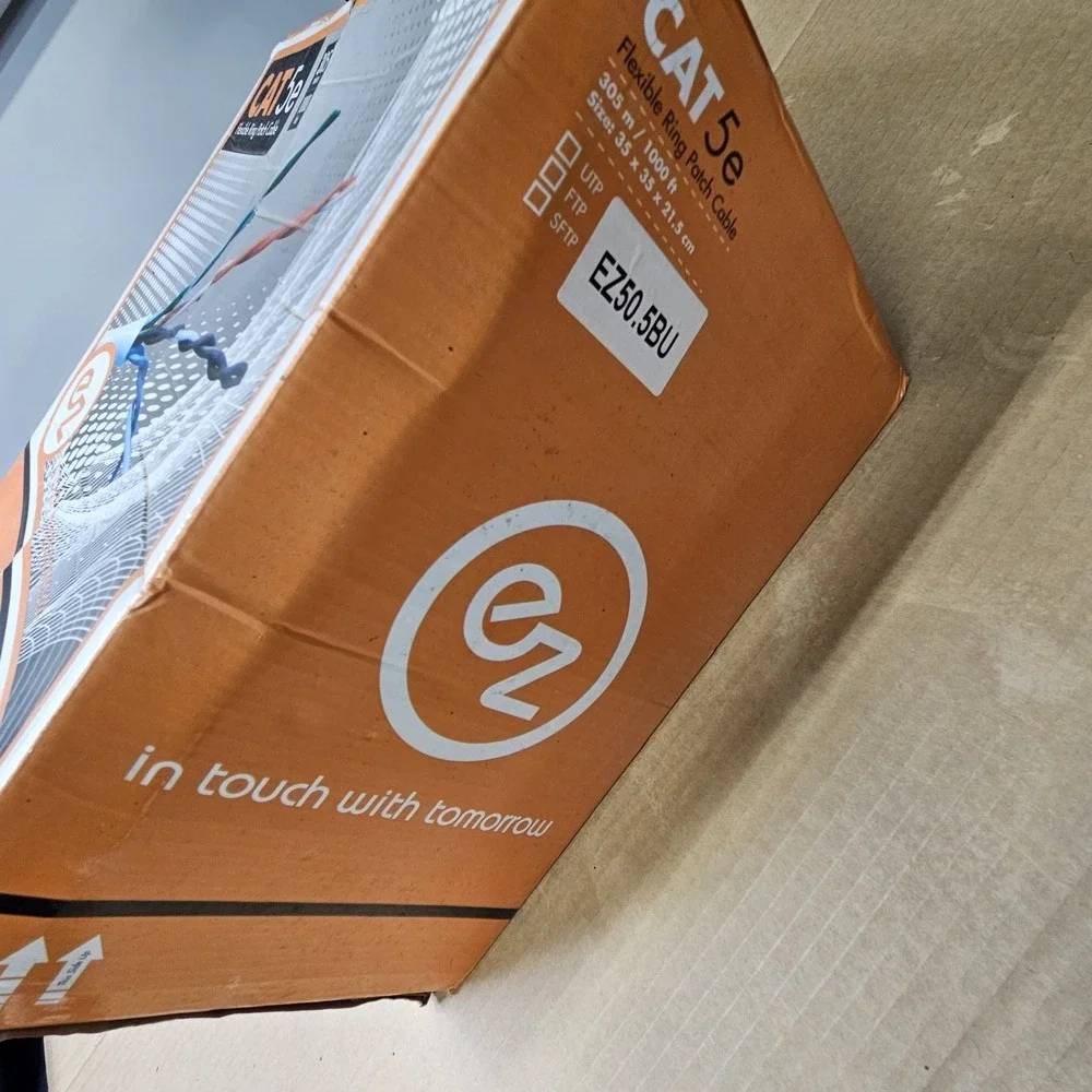 EZ50.5BU Cat5e Ethernet Cable 1000ft Bulk Wire Blue Flexible Patch UTP